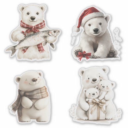 Beren met kerstpolen sticker (Voorkant)