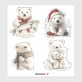 Beren met kerstpolen sticker (Vel)