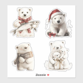 Beren met kerstpolen sticker