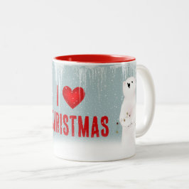 Beren met kerstpolen tweekleurige koffiemok