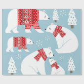 Beren met kerstpooier met rode zoetstof cadeaupapier (Vlak)