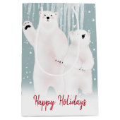 Beren met kerstpootkoek in sneeuw medium cadeauzakje (Voorkant)