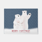 Beren met kerstpootvis op sneeuwvlokken deurmat (Voorkant)