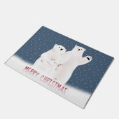 Beren met kerstpootvis op sneeuwvlokken deurmat (Schuin)