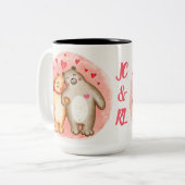 Beren met persoonlijke tassen tweekleurige koffiemok (Voorkant links)