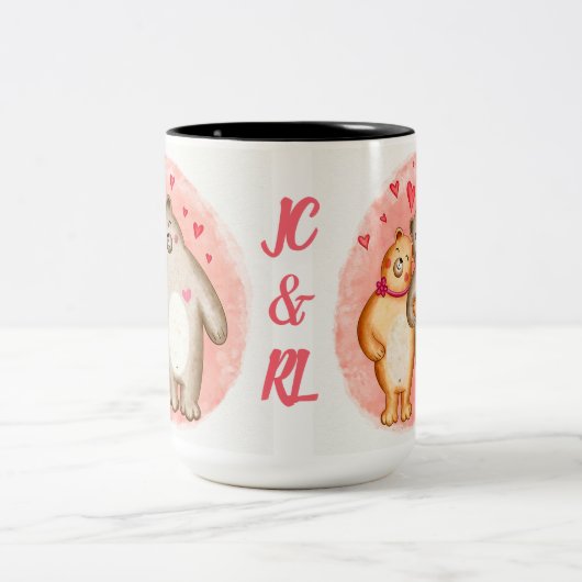 Beren met persoonlijke tassen tweekleurige koffiemok (Center)