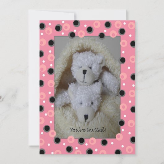 Beren met tweelingmeisje baby shower uitnodiging (Voorkant)
