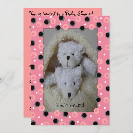 Beren met tweelingmeisje baby shower uitnodiging (Voorkant / Achterkant)
