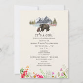 Beren Mountain Wildflower Baby shower Invitation Kaart (Voorkant)