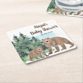 Beren Neutrale Waterverf Baby shower Kartonnen Onderzetters (Schuin)