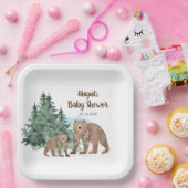 Beren Neutrale Waterverf Baby shower Papieren Bordje (Feest)