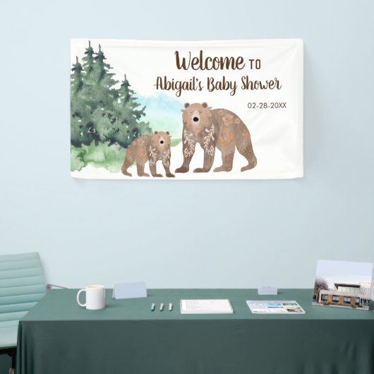 Beren Neutrale Waterverf Baby shower Spandoek (Beurs)