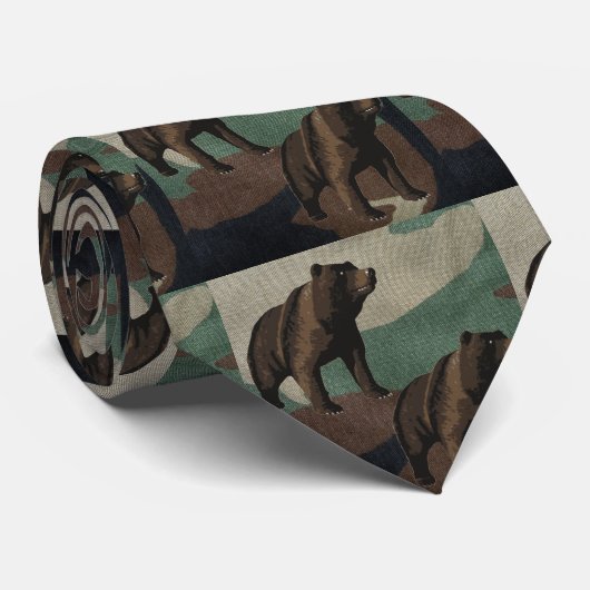 Beren op Camo Print stropdas (Opgerold)