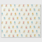 Beren op het patroon van stoelen cadeaupapier (Vlak)