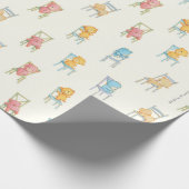 Beren op het patroon van stoelen cadeaupapier (Hoek)