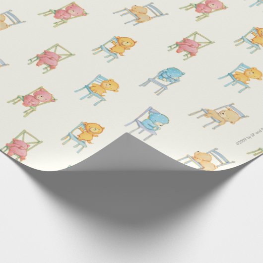 Beren op het patroon van stoelen cadeaupapier (Hoek)