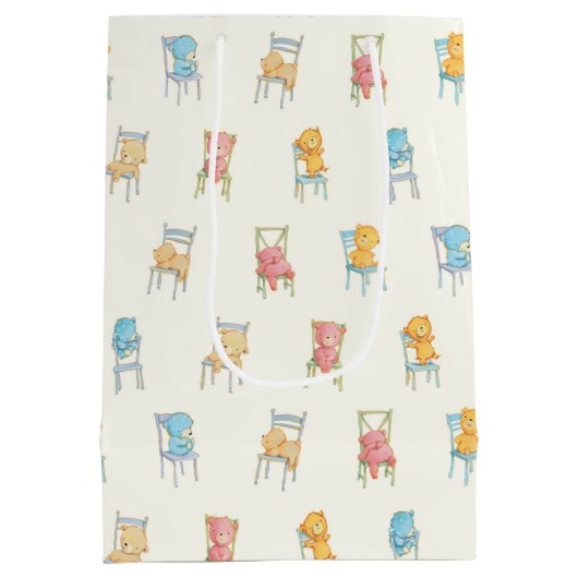 Beren op het patroon van stoelen medium cadeauzakje (Achterkant)