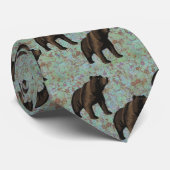 Beren op Marbled Blue/Tan Necktie Stropdas (Opgerold)