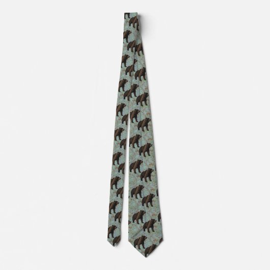 Beren op Marbled Blue/Tan Necktie Stropdas (Achterkant)