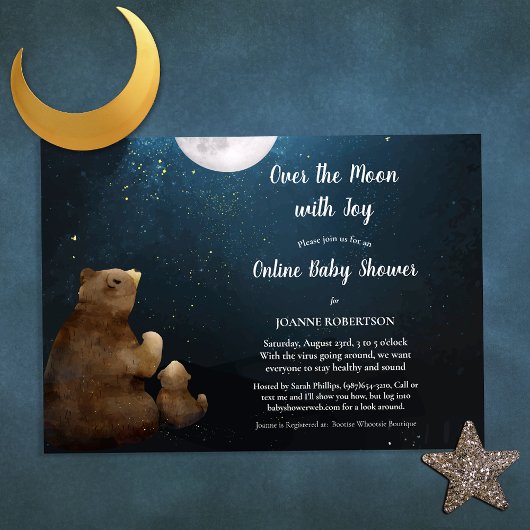 Beren Over de Maan Baby Shower Kaart