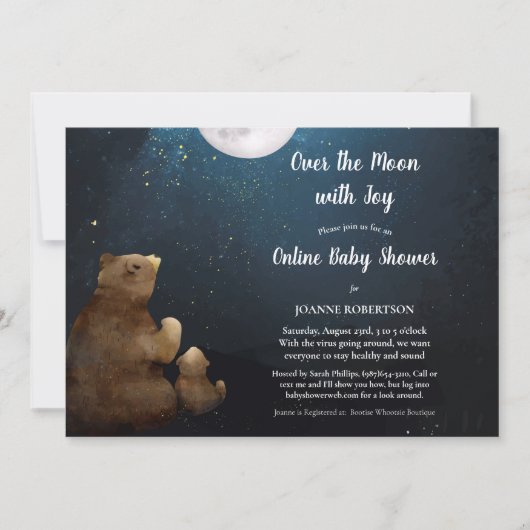 Beren Over De Maan Online Baby Shower Kaart (Voorkant)