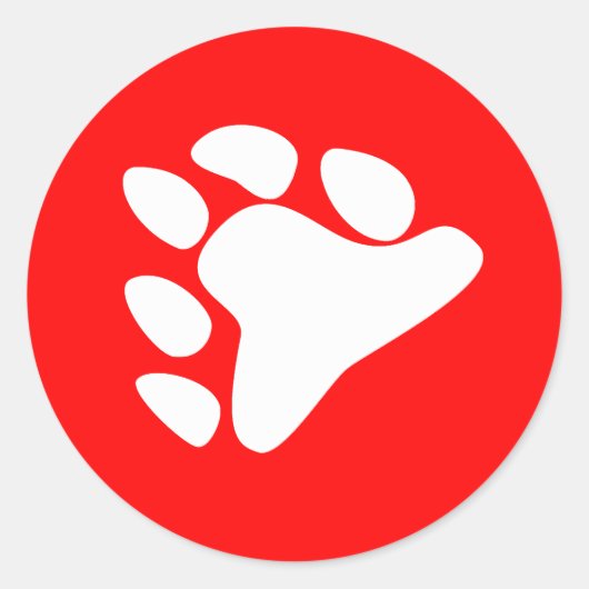 BEREN POOTSYMBOOL WIT RONDE STICKER (Voorkant)