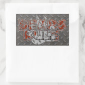 Beren Regel Bruin op zilverpootstaal achterzijde Rechthoekige Sticker (Tas)