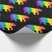 Beren regenboogwas op zwarte omloop cadeaupapier (Hoek)