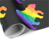 Beren regenboogwas op zwarte omloop cadeaupapier (Rol Hoek)