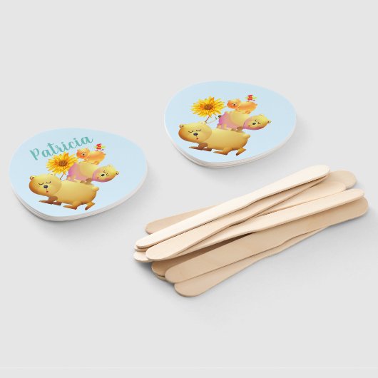 Beren, rooster- en zonnebloemptower handwaaier (Niet-gemonteerd)