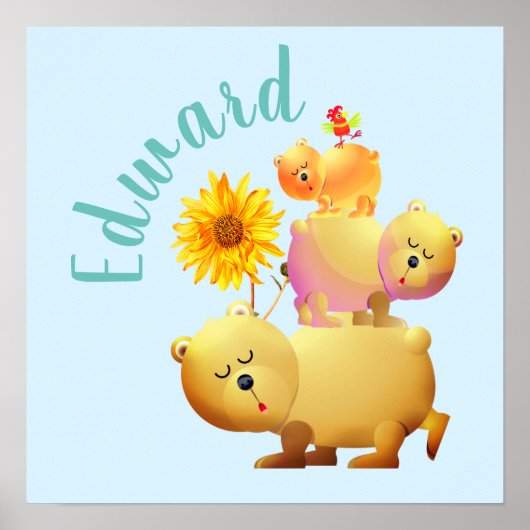 Beren, rooster- en zonnebloemptower poster (Voorkant)