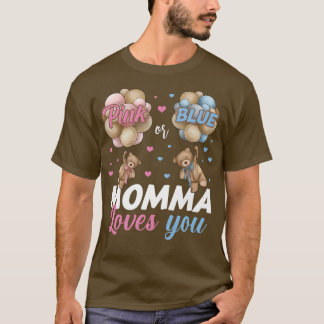 Beren roze of blauw mamma houden van je geslacht t-shirt