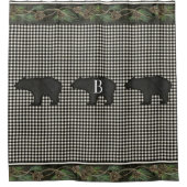 Beren Rustic Mountain Cabin Black White Pine Cones Douchegordijn (Voorkant)