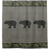 Beren Rustic Mountain Cabin Black White Pine Cones Douchegordijn (Voorkant)