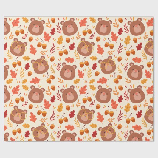 Beren schattige Herfst Cadeaupapier (Vlak)