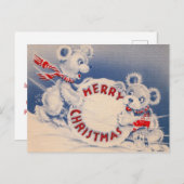  Beren Snowball Merry Kerstmis Feestdagenkaart (Voorkant / Achterkant)