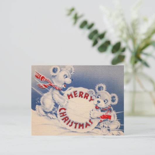  Beren Snowball Merry Kerstmis Feestdagenkaart (Staand voorkant)