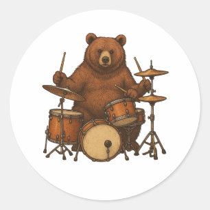Beren speeltrommels ronde sticker