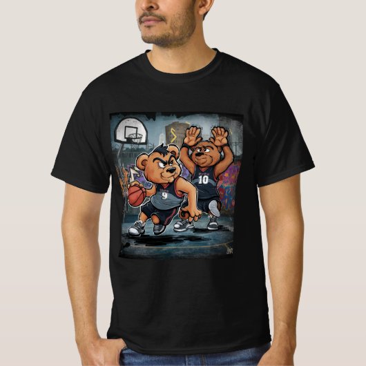 BEREN SPELEN BASKETBAL T-SHIRT (Voorkant)