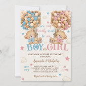 Beren Sterren & Ballonnen Roze Blauw Geslacht onth Kaart (Voorkant)