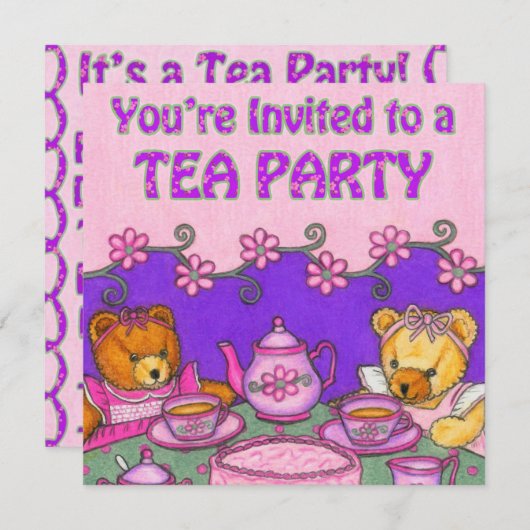 Beren Tea Party nodigt uit Save The Date (Voorkant / Achterkant)