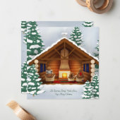 Beren Thuis Gezellig Woodland Personalized Square Notitiekaartje (Voorkant / Achterkant in situ)