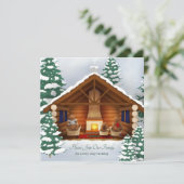 Beren Thuis Gezellige Log Cabin Gepersonaliseerde  Kaart (Staand voorkant)