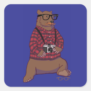 Beren trekkers (zonder tekst) vierkante sticker