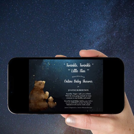 Beren Twinkle Little Star Online Baby shower Kaart