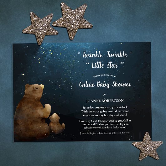 Beren Twinkle Twinkle Little Star Baby shower Kaart