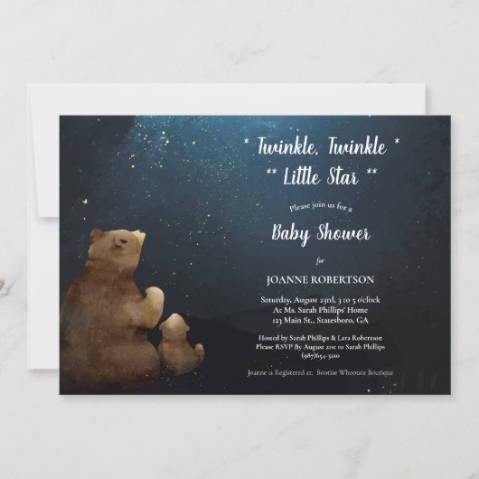 Beren Twinkle Twinkle Little Star Baby shower Kaart (Voorkant)