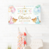 Beren Twins Jongen Meisje Baby shower Welkom Achte Spandoek (Insitu)