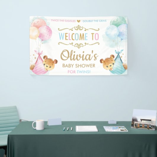Beren Twins Jongen Meisje Baby shower Welkom Achte Spandoek (Beurs)