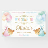 Beren Twins Jongen Meisje Baby shower Welkom Achte Spandoek (Horizontaal)